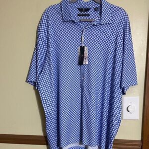 Hart Schaffner Marx Blue Micro-Pattern Button Down Shirt